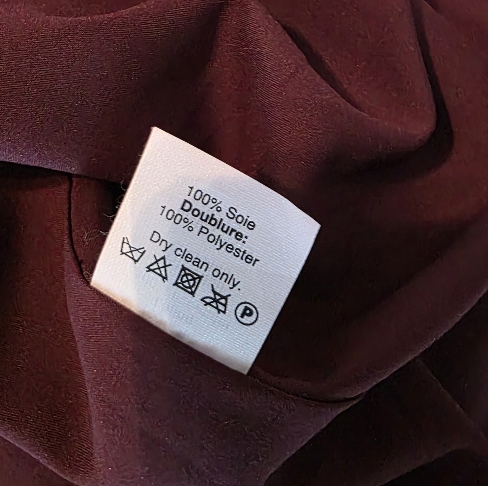 Madewell Burgundy Dream Drift Silk Palm Tree Dress Size 0 - Picture 13 of 13